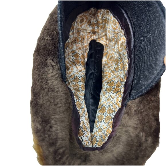 Faux Fur Vintage Fedora Alpine Hat Cap Ear Flaps Feather Brown Retro Made in USA - Picture 9 of 10